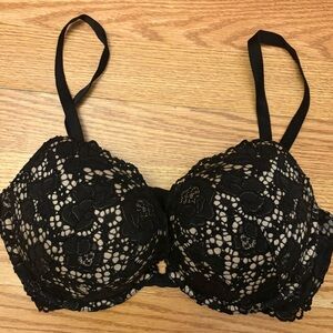 Victoria's Secret Black Lace Overlay Bra Size 34 D